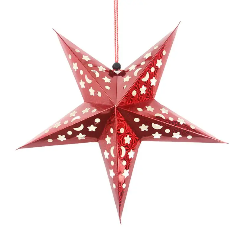 45 см бумажная Звезда Фонарь 3D пентаграмма абажур для рождества Рождественские вечерние hollowen День рождения Висячие украшения для дома - Цвет: Красный