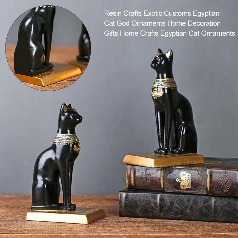 

Egyptian Cat Figurine Statue Decoration Goddess Bastet Incarnation Cat God Vintage Egyptian Cat Feng Shui Resin Craft Figurine