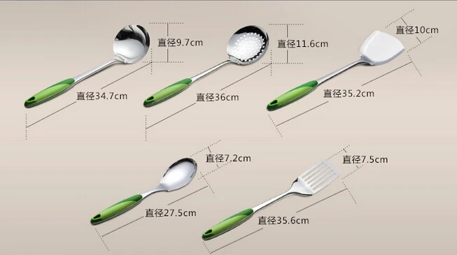 5 шт. нержавеющая сталь кухонные принадлежности Лопата посуда для приготовления пищи суповые ложки ковш-шпатель для яиц Тернер кухонная утварь D1