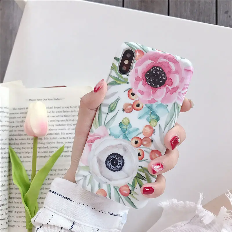 Style 14 Винтажные чехлы для телефонов с цветами и листьями для iPhone 11 Pro XR XS Max 8 7 6 6S Plus, мягкие летние чехлы с растениями для iPhone X XR 11 Pro Max - Цвет: Style 14
