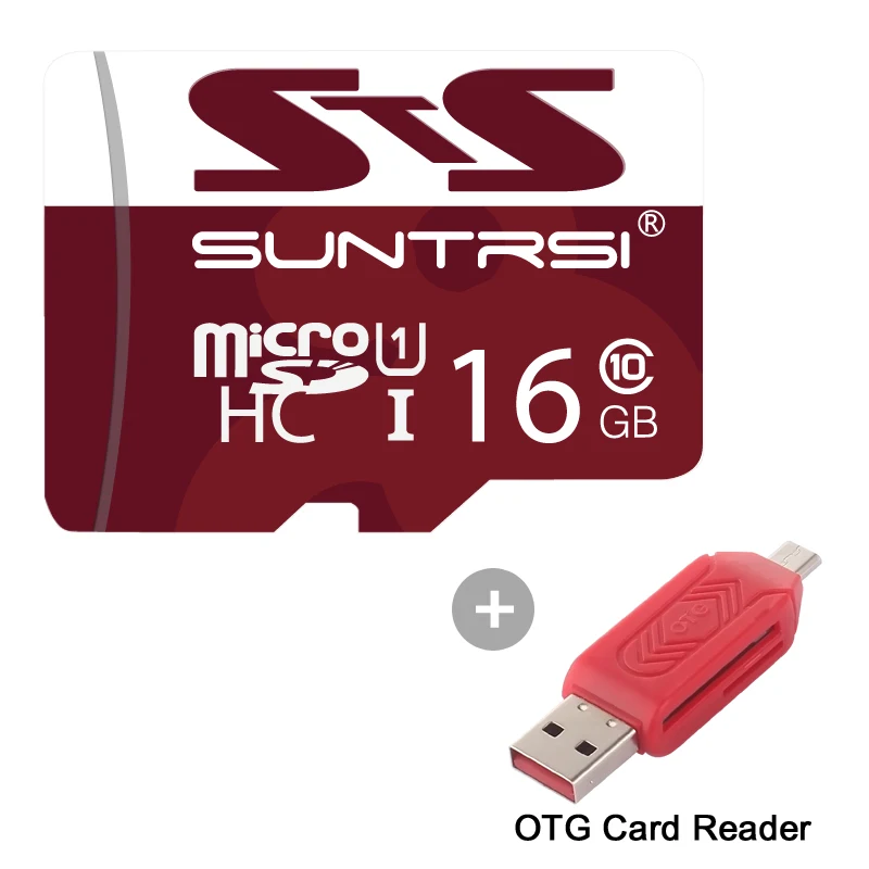 Suntrsi карта памяти 128 Гб 64 Гб Micro SD TF карта 32 Гб 16 Гб Microsd SD карта высокая скорость класс 10 Мини TF карта для телефона и камеры - Емкость: 16GB Card Reader