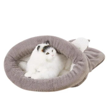 

Cute Shape Cat Sleeping Bag Warm Comfortable Puppy Pet Bed Winter Cushion Mat for Small Dogs Soft Fleece Rabbit House 3 Colors
