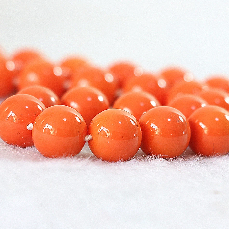 New orange artificial coral stone 8mm 10mm 12mm 14mm round beads fashion chains rope necklace diy jewelry making 18"B638