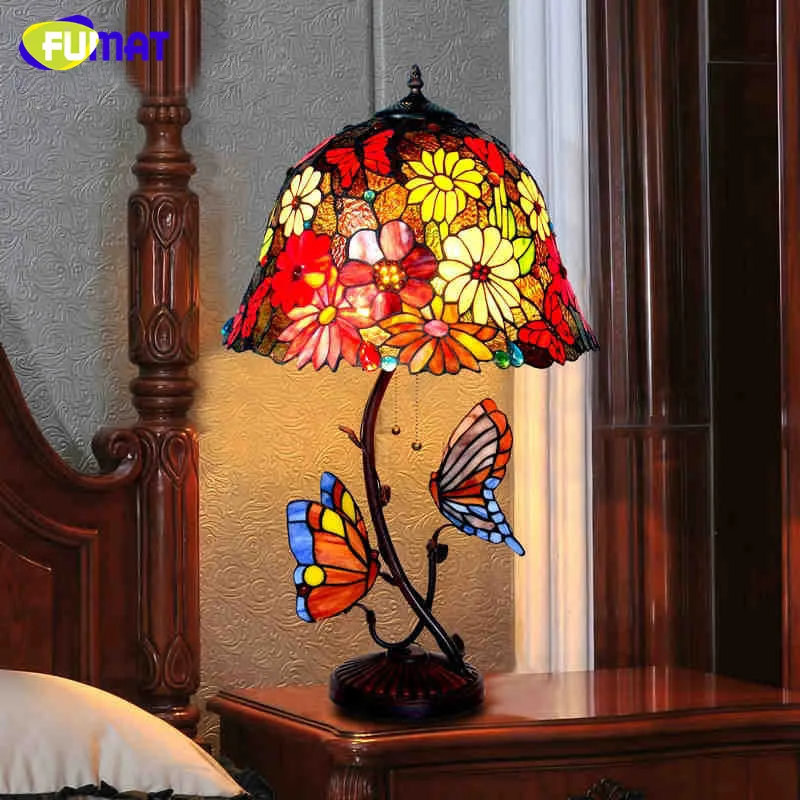 FUMAT Table Lamp Stained Glass Shade European Style Retro Butterfly Desk Lamp Hotel Bar Living Room Bedside Lamp LED Desk Light FUMAT Table Lamp Stained Glass Shade European Style Retro Butterfly Desk Lamp Hotel Bar Living Room Bedside Lamp LED Desk Light