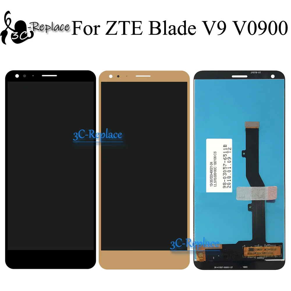 Черный/золотой 5 7 дюйма новинка для ZTE Blade V9 V0900 полный ЖК-дисплей + фото замена