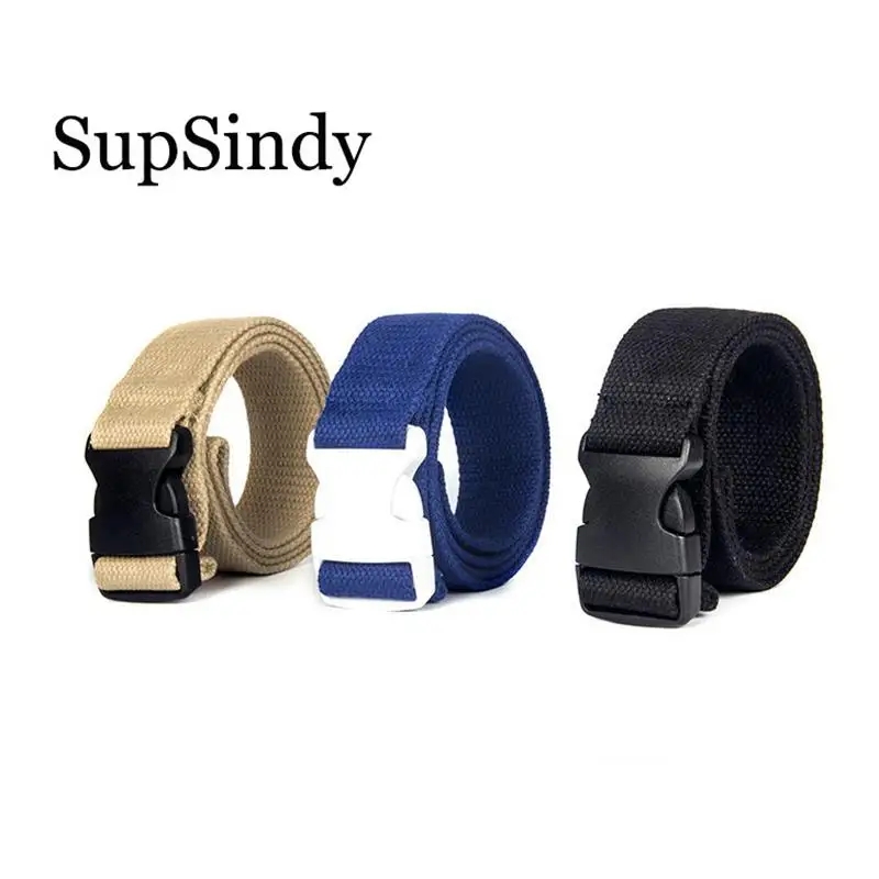 

SupSindy men women Canvas belt POM buckle Leisure jeans Belt luxury Tactical Belts for men boy Harajuku original strap male blue