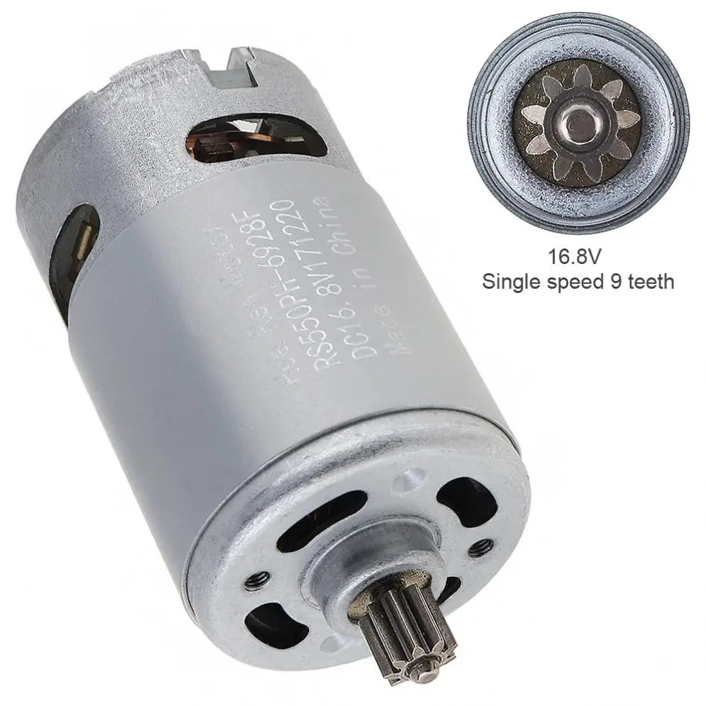 

RS550 16.8V 19500 RPM DC Motor with Single Speed 9 Teeth and High Torque Gear Box for Electric Drill / Screwdriver
