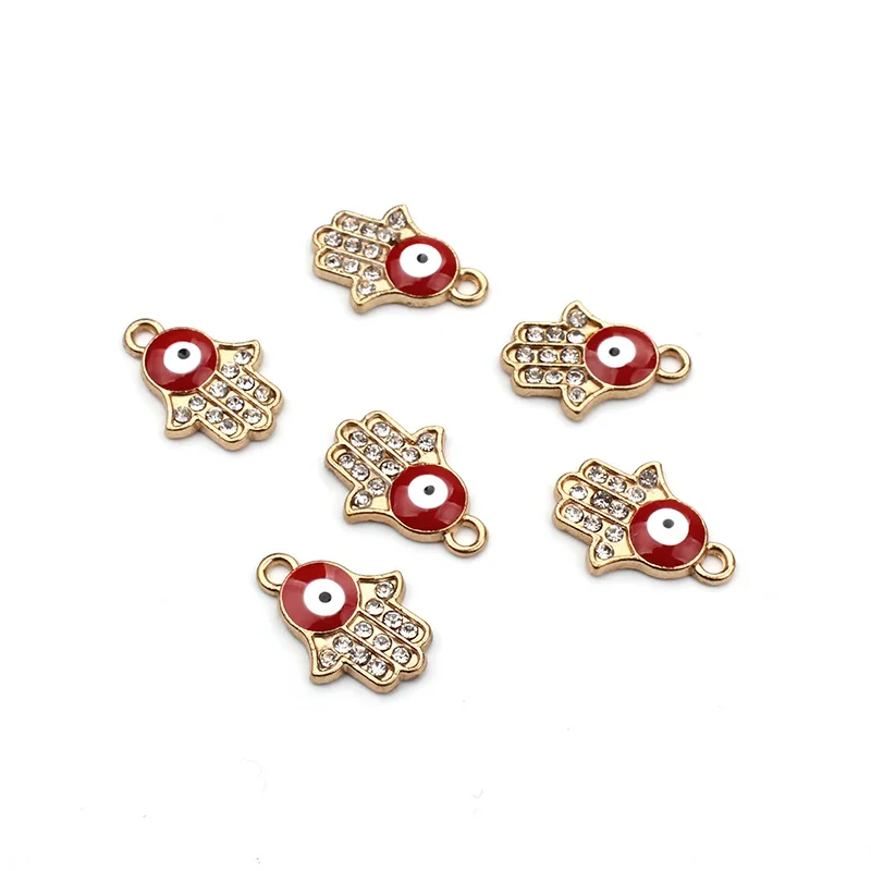 

10pcs/lot 14.6*20.6mm 5 Color hamsa hand evil eye charms pendant jewelry findings fitting women diy bracelet bangle