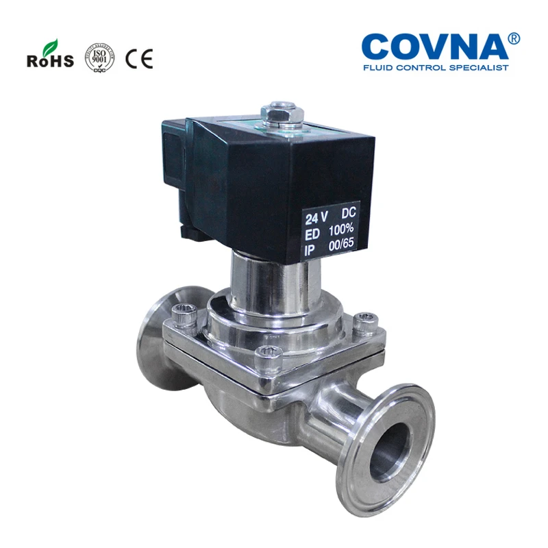 2 inch DN50 Sanitary Solenoid Valve with Tri Clamp Connection Normally Closed Stainless Steel 304