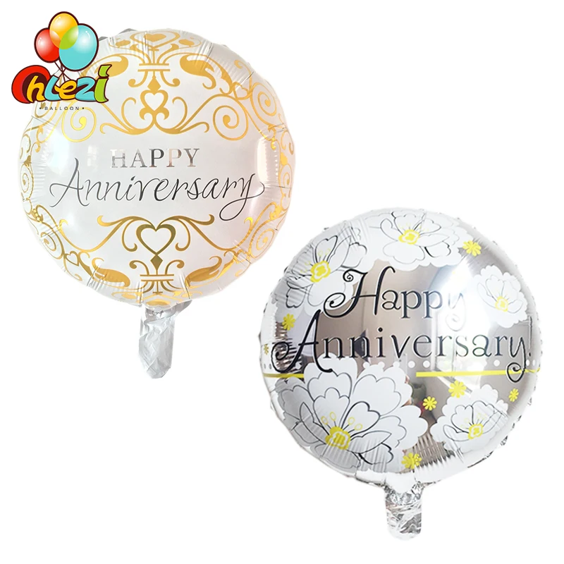 

7pcs New Happy Anniversary Round Foil Balloons Party Decoration Supplies Helium Globos Wedding anniversary themed balloons