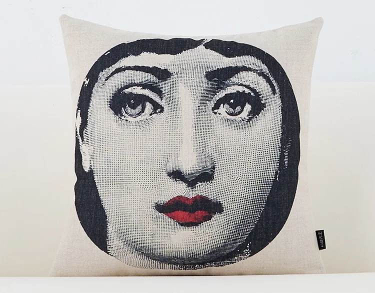 Винтажный стиль rosenthal Piero fornasetti чехол для подушки с рисунками лица красные губы глаза чехол для подушки декоративные льняные хлопковые Чехлы для подушек