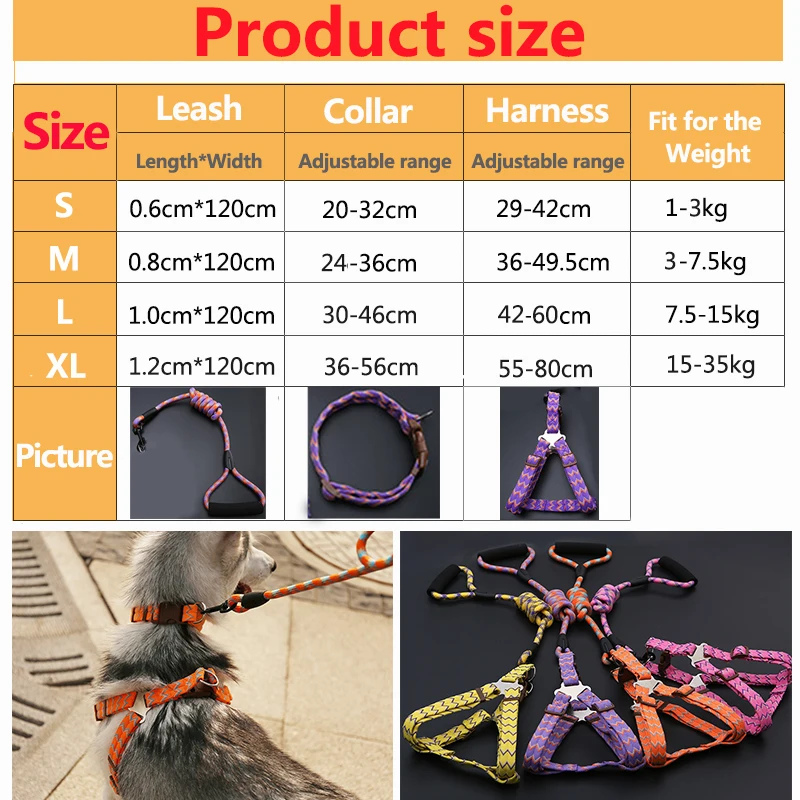 [GIIWIN]Pet Products for Pet Dog Collars Harnesses Leads Small Large Dog Supplies Dog-Collar Harness Leash For Animal PY0514 (3)
