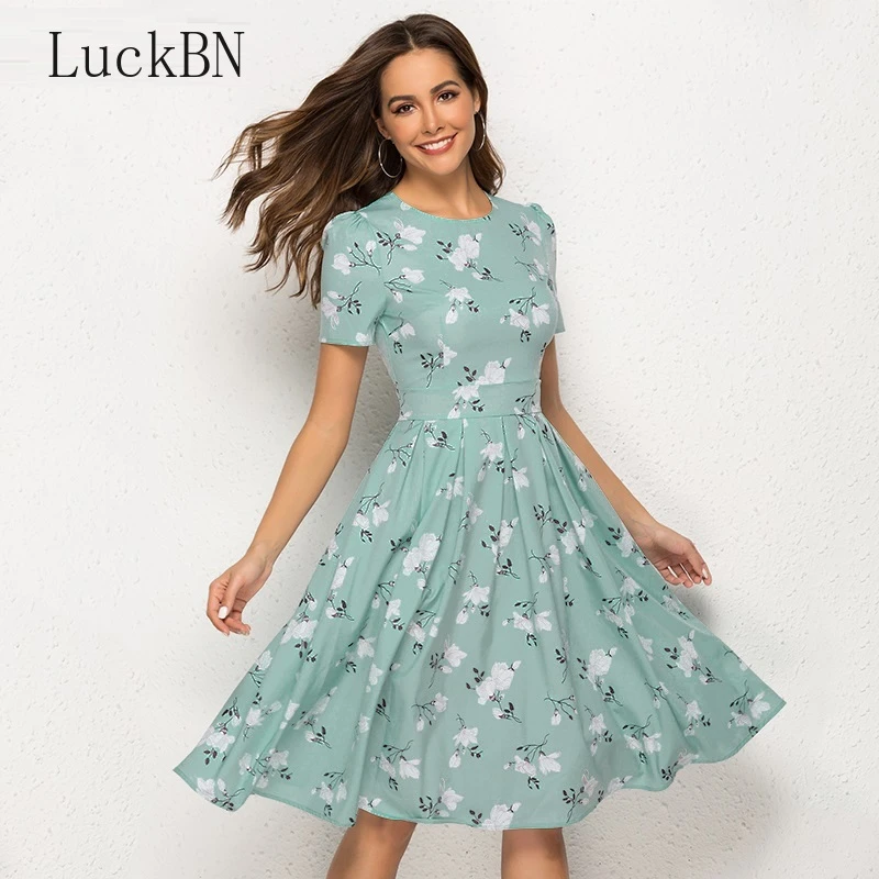 knee length summer dresses with short sleeves