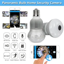 Мини Wi-Fi лампа 360 градусов HD видеокамера «рыбий глаз» безопасность ИК ночного видения Обнаружение движения панорамная камера домашняя видеокамера