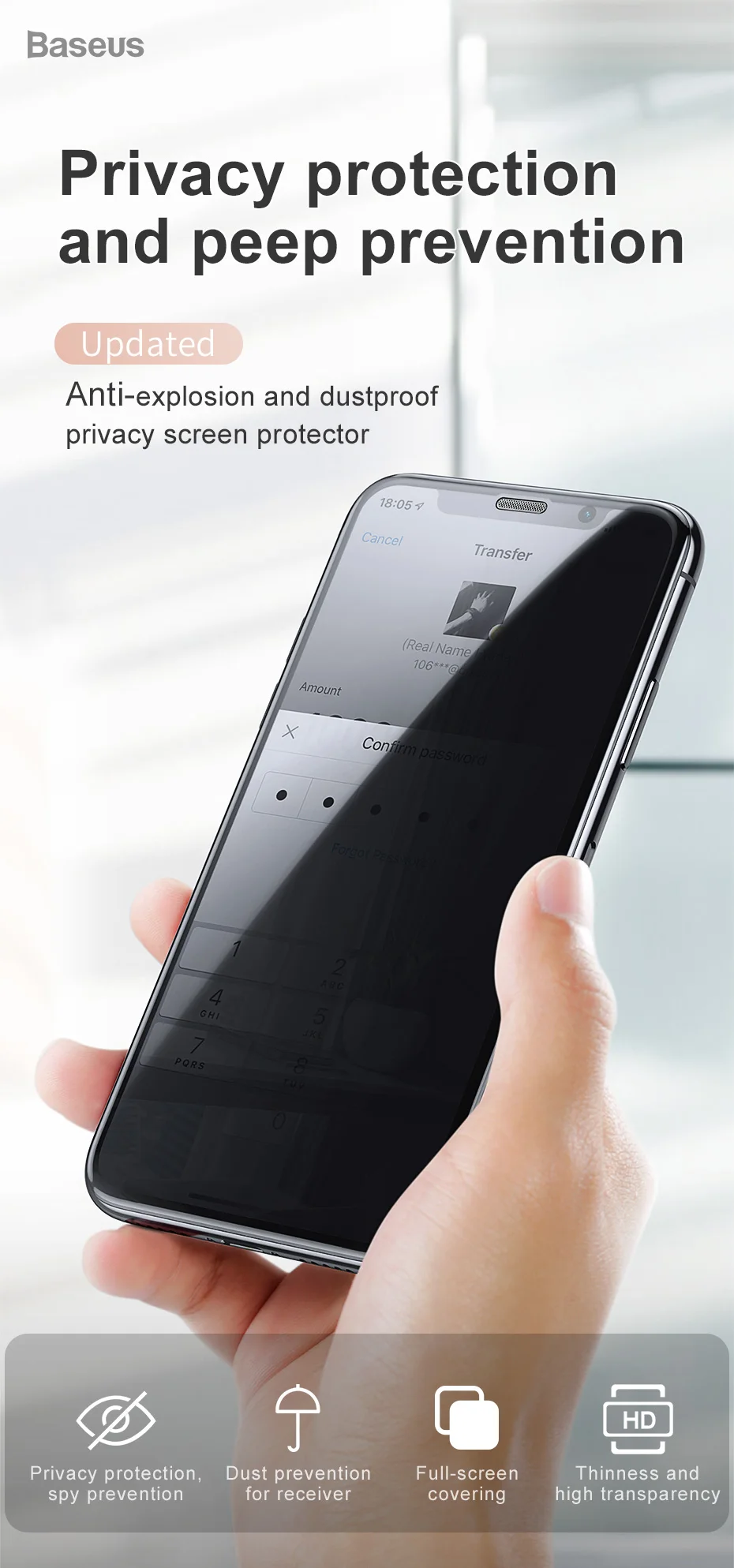 Защитное стекло Baseus с антибликовым покрытием для iPhone XR Xs Max защита экрана 0,3 мм 3D полное покрытие закаленное стекло для iPhone X Xs