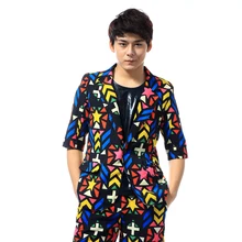 Модная Корейская версия мужские повседневные узкие рукава до локтя костюмы ночной клуб бар певица танцор представление костюм наборы