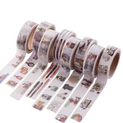 Jbfish милый Кот Цвет бумаги васи ленты 15 мм * 7 м маскирования Декоративные наклейки для рамки ноутбук скрапбукинга канцелярские 1072
