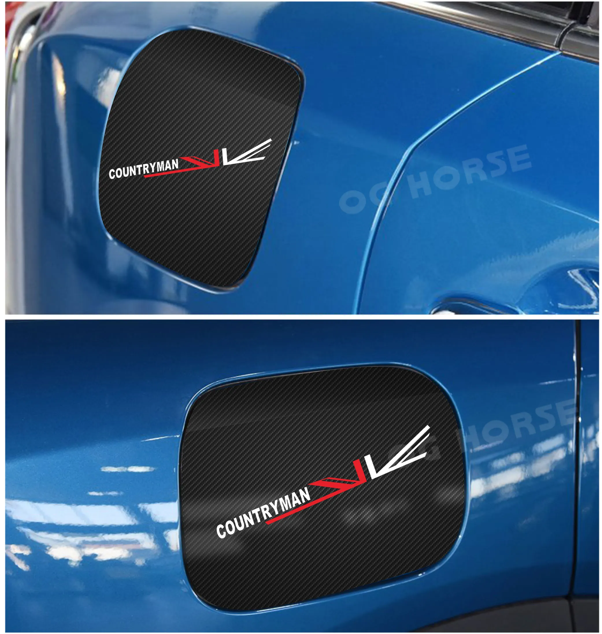 5D Carbon Fiber Vinyl Decal Unon Jack Decoration Car Fuel Tank Cap Sticker For Mini Cooper Countryman F60- Accessories