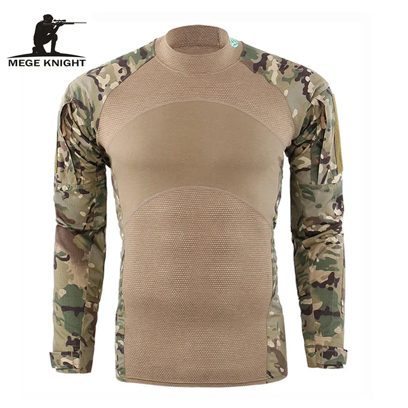 

Mege Brand Tactical Camouflage Military Men's Tight Shirt Assault Military Uniform Army Casual Hunter New Elbow Pads One Piece