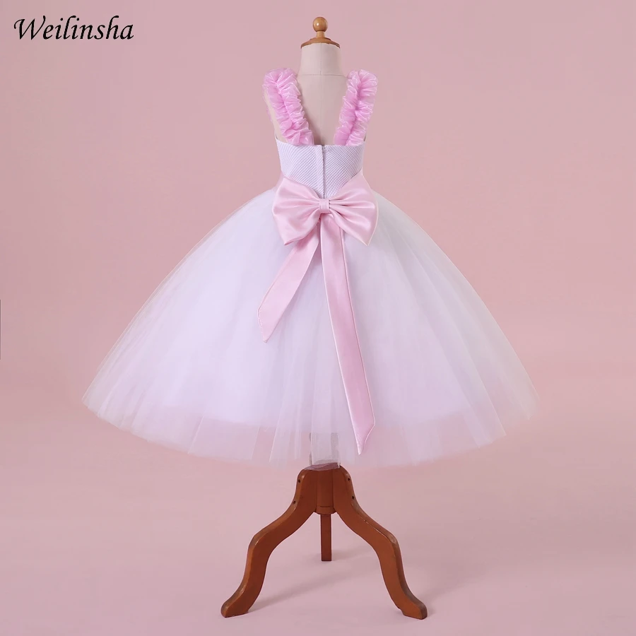 Weilinsha/Новое поступление, платье с вечерние цветочным узором для девочек, Вечернее Бальное Платье, фатиновое платье без рукавов, детские платья для дня рождения