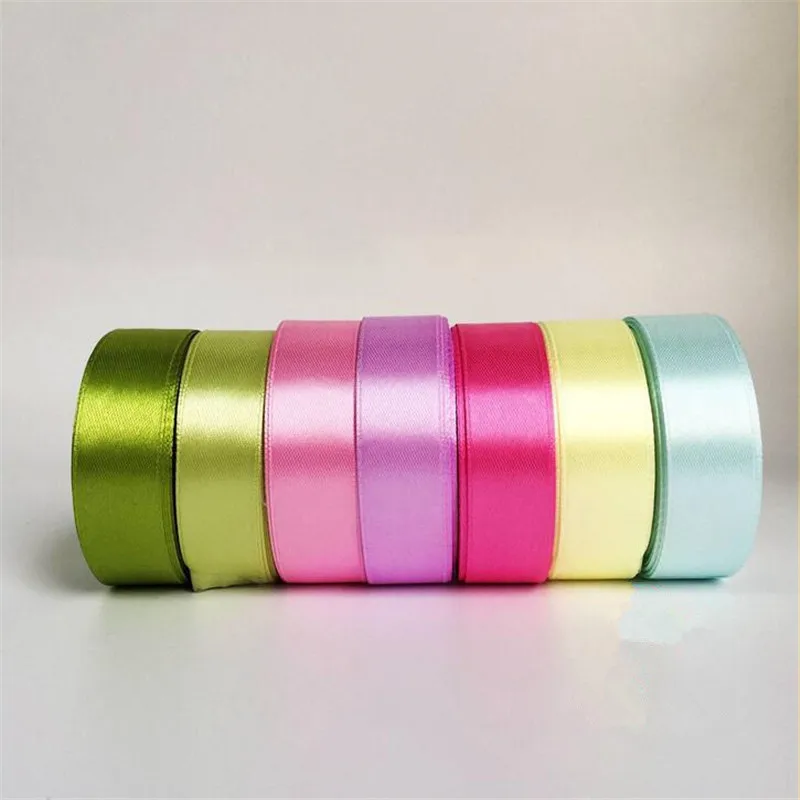 

Fabric 20mm 25Yards Pink Silk Satin Organza Polyester Ribbon For Sewing Wedding Party Handmade Christmas Decoration Webbing Gift