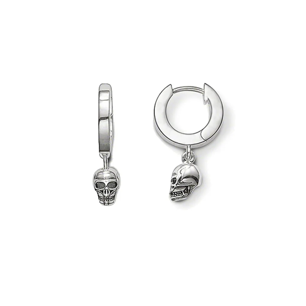 Hinged-Hoop-Earrings-Skull-2017-Brand-New-Ts-Gift-In-925-Sterling-Silver-Thomas-Style-Glam