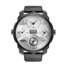 10 шт. в партии, топ класса люкс, мульти 4 часовых пояса, японские Мужские t кварцевые часы, военные мужские кожаные Oulm часы, мужские часы, подарок, relogio