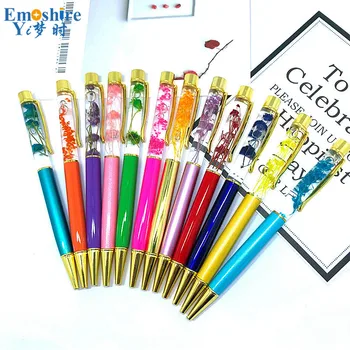 

New Creative Dry Flowers Wafer Bead Ballpoint Pen Fresh Dry Flower Ballpoint Pen Personalized Creative Gift Metal Pen P671