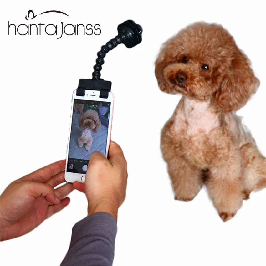 Pet Selfie Stick for Pets Dog Cat Take Photos Training Toy fit iPhone Samsung and Most Smartphone Tablet Black/White