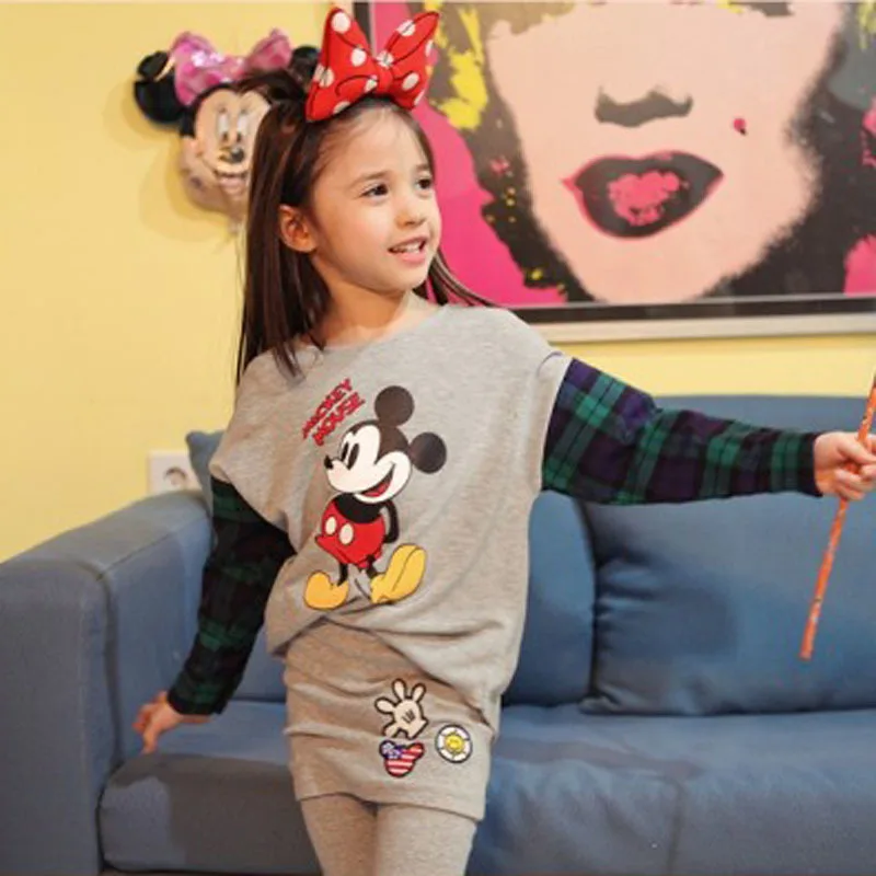 

2019 Girl Spring long Sleeve Mickey Print T-shirts For Boy Cotton Tee Tops Clothes Autumn Children O-Neck T Shirt Costume Kid