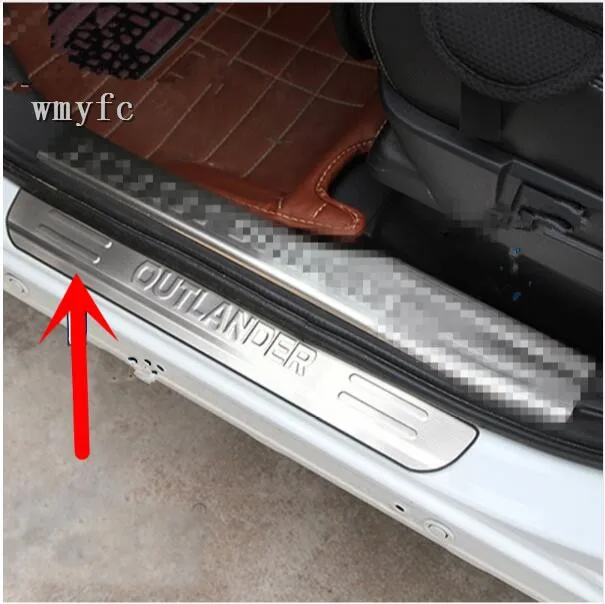 

Stainless steel door sill strip for 2009-18 MITSUBISHI OUTLANDER Threshold trim car styling welcome pedal Scuff plate cover film
