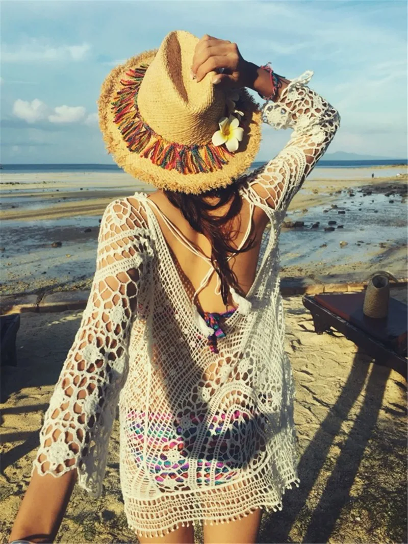 Женское летнее кружевное пляжное мини-платье с коротким рукавом и круглым вырезом с вышивкой