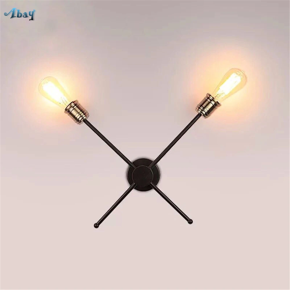 

Nordic Creative Iron Art Wall Lamps Cross Shape Black for Living Room Bedroom Kitchen Corridor Home Deco Light Fixtures Led E27