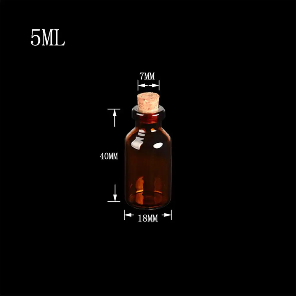 2 мл 5 мл 10 мл 50 мл флакон из янтарного стекла с пробкой пустой коричневый Крошечные стеклянные банки Мини стеклянные бутылки флаконы банки контейнеры 24 единицы - Цвет: 5ml