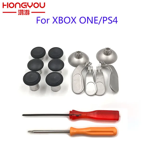 Special Offers Replacement Metal Bumper Trigger Button Thumb Stick Grips Cap Paddle with two screwdrivers For Xbox One Elite Controller