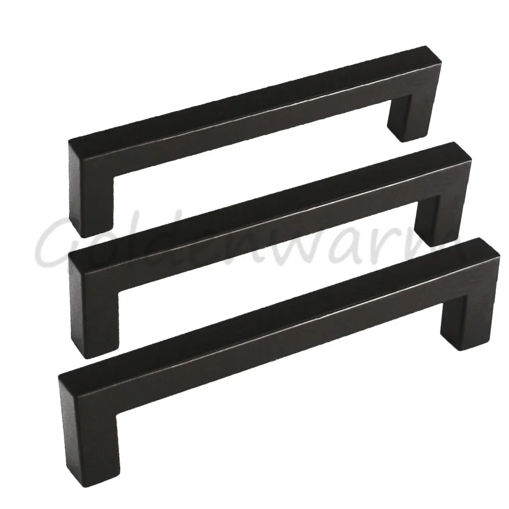 Black Drawer Handles Pulls J10BK Square Kitchen Cupboard