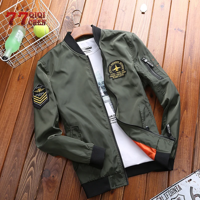 

Military Jacket Men 2019 Spring Autumn Fashion Stand Collar Embroidery Baseball Bomber Jackets And Coats Plus Size M-4XL