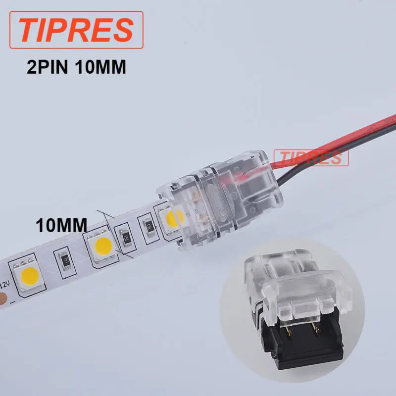 

5pcs 2pin 10mm No-Waterproof /Waterproof led singlecolor strip connector no soldering for strip jointing