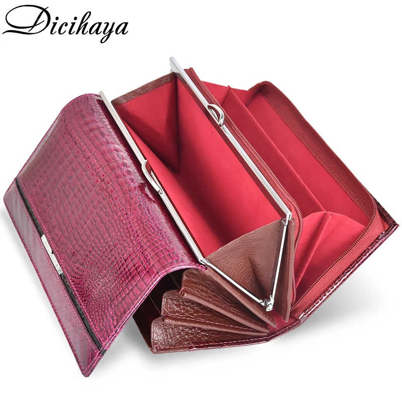

DICIHAYA Brand Wallet Women Genuine Leather Lady Purses High Quality Ladies Clutch Wallet Long Female Wallet Carteira Feminina