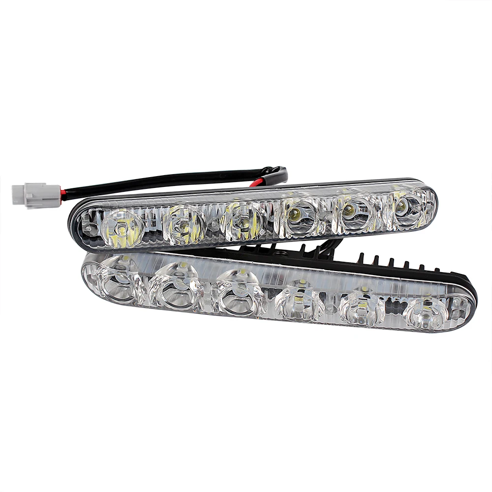 

2pcs Car Styling Car Daytime LED Light 6 LEDs Super Bright DRL Universal Car Daytime Running Lights DC 12V