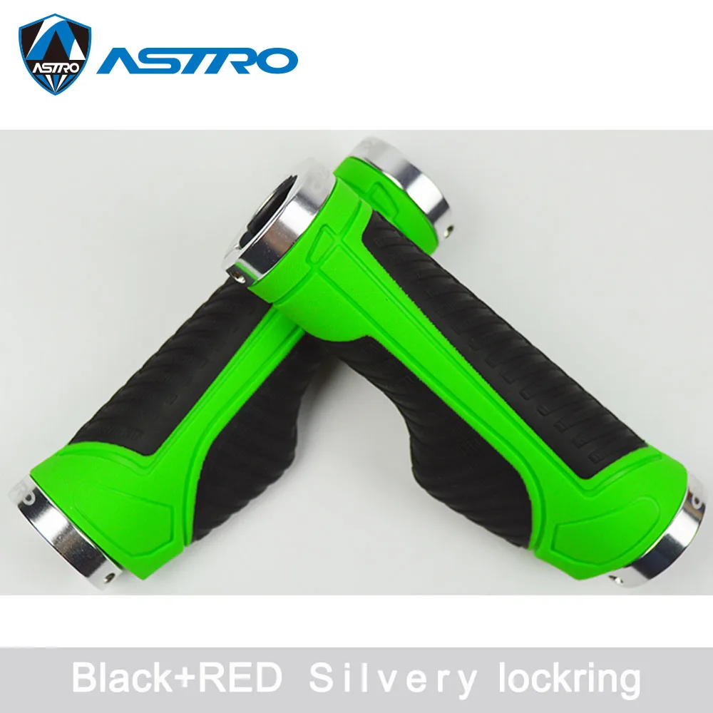 Astro Mtb рукоятки для руля велосипедный замок-на бар Торцевая рукоятка резиновая ударопрочная для шоссейного горного велосипеда фиксированный дизайн запчасти для велосипеда - Цвет: Green Silver ockring