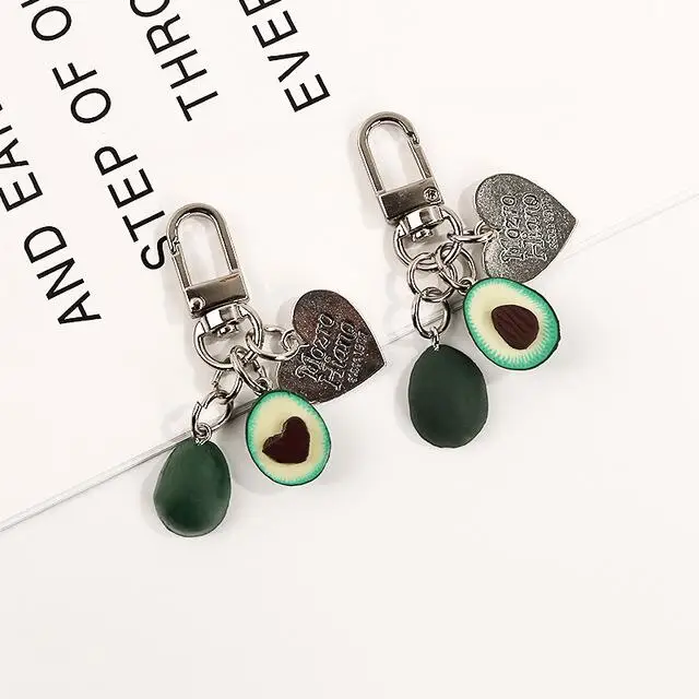 

2019 1Pc Couples Jewelry Fruit Key Chain Ring Keyring Couple Bag Chain 3D Printed Soft Pottery Avocado Keychain Jewelry