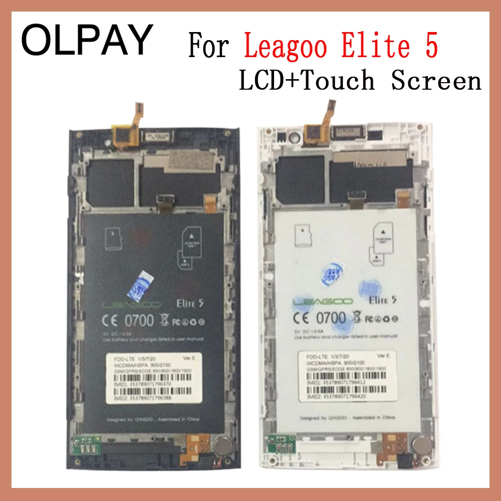 OLPAY 5.5 'جديد الأصلي ل Leagoo النخبة 5 الهاتف المحمول شاشة الكريستال السائل + مجموعة المحولات الرقمية لشاشة تعمل بلمس استبدال الزجاج شحن أدوات
