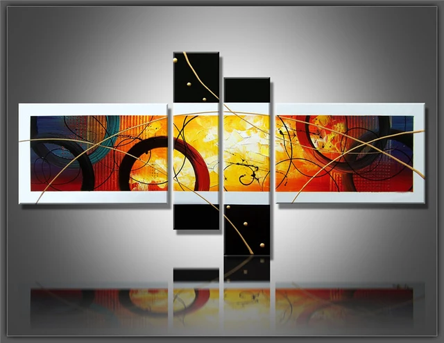 100% Hand Painted Canvas Abstract Oil Painting Multi Panel Canvas Wall