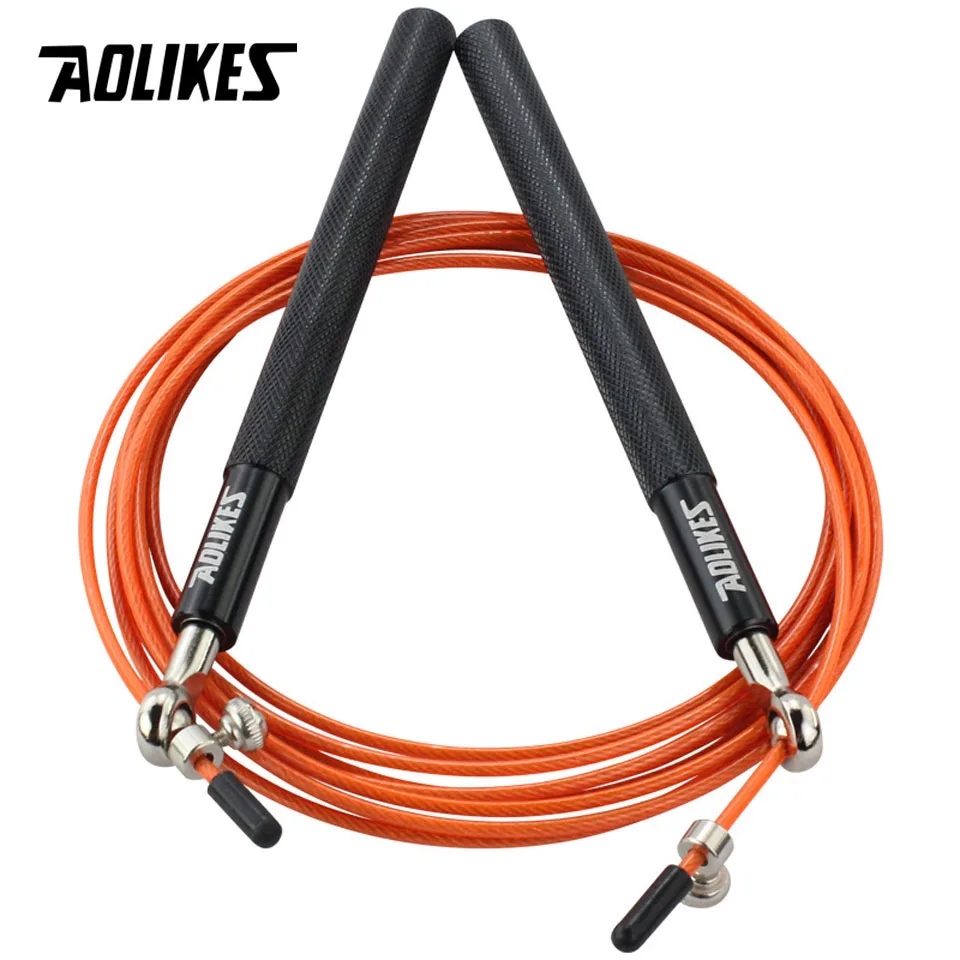 AOLIKES Скакалка для фитнеса Премиум качество регулируемый Best скорость веревка для двойной ундерс ММА Бокс скакание упражнения Training - Цвет: Black Orange