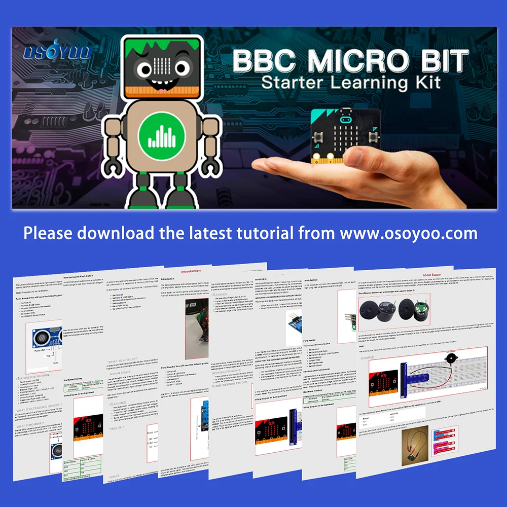 OSOYOO Starter Learning Kit For BBC Micro bit Programming the MicroPython for Beginners and kids Suitable for Stem Education