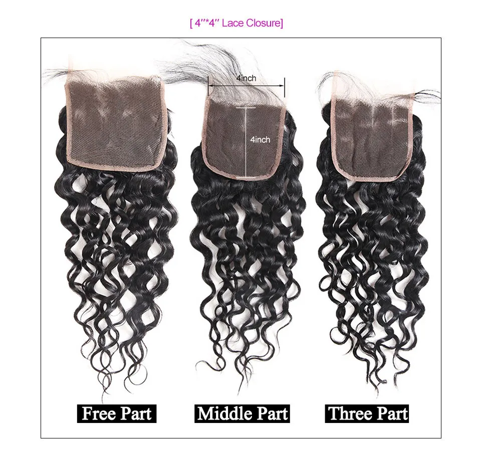 Allove Water Wave Hair Bundles With Closure (8)