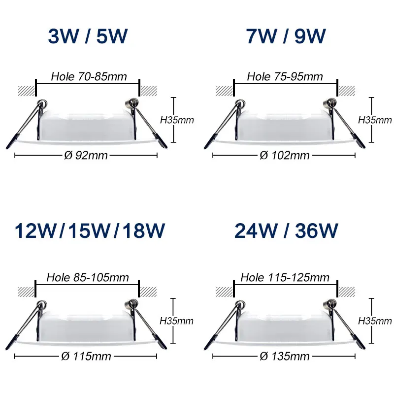 10 pcs Dimmable Waterproof LED Downlight for Bathroom