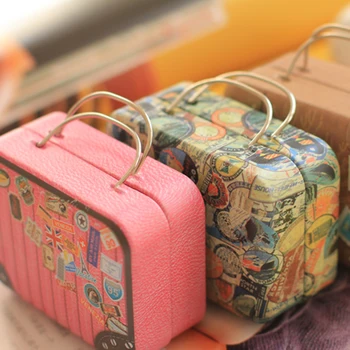 

6pcs Europe type style vintage suitcase shape candy storage box wedding favor tin box cable organizer container household