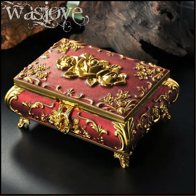 

European rectangle red/white metal jewelry box storage box jewelry organizer for gift box jewelry display Z003a